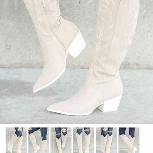 Elegant Cream Heeled Boots NIB!